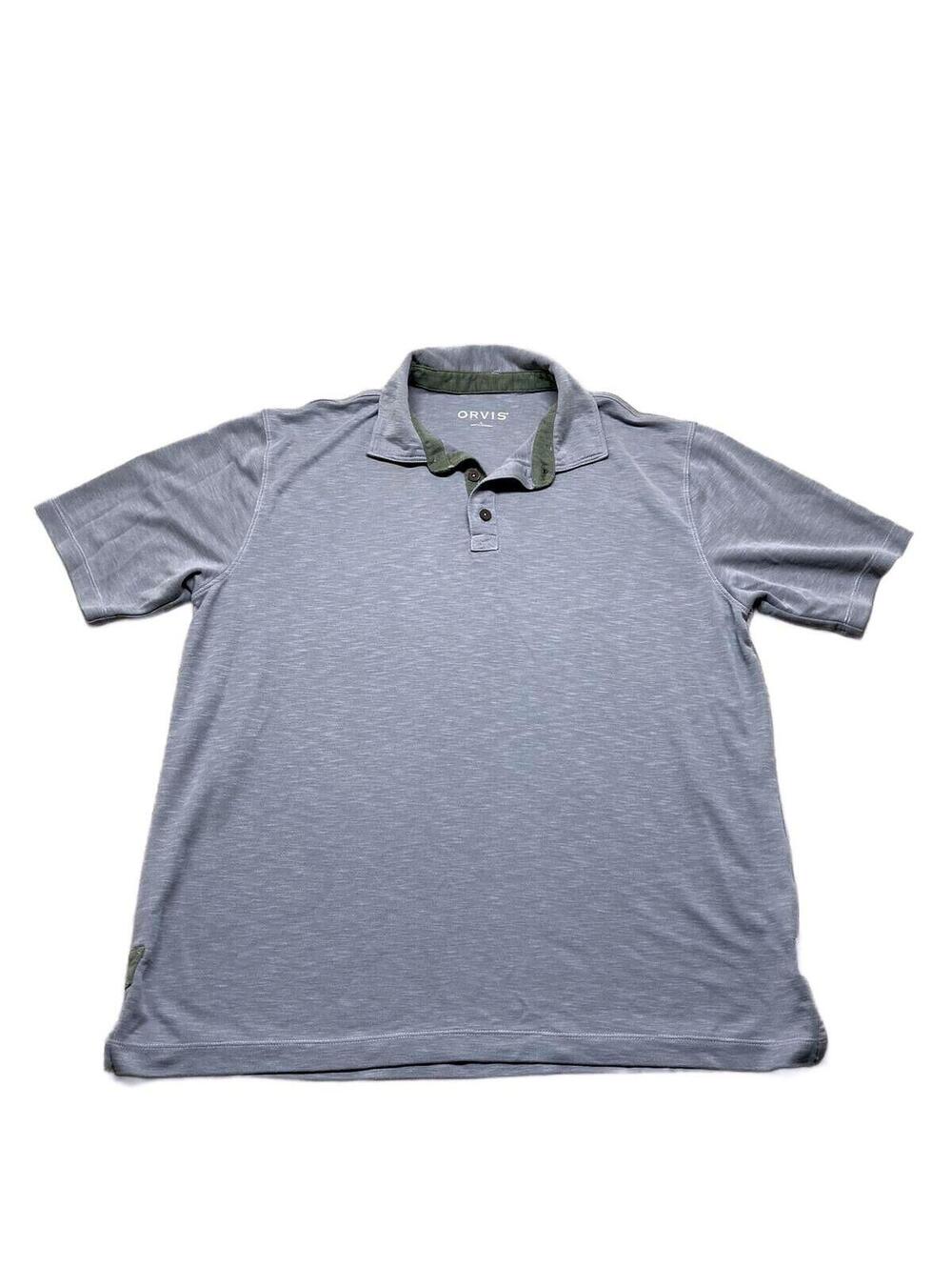 Orvis Men's Short Sleeve Polo Shirt Gray Size Large